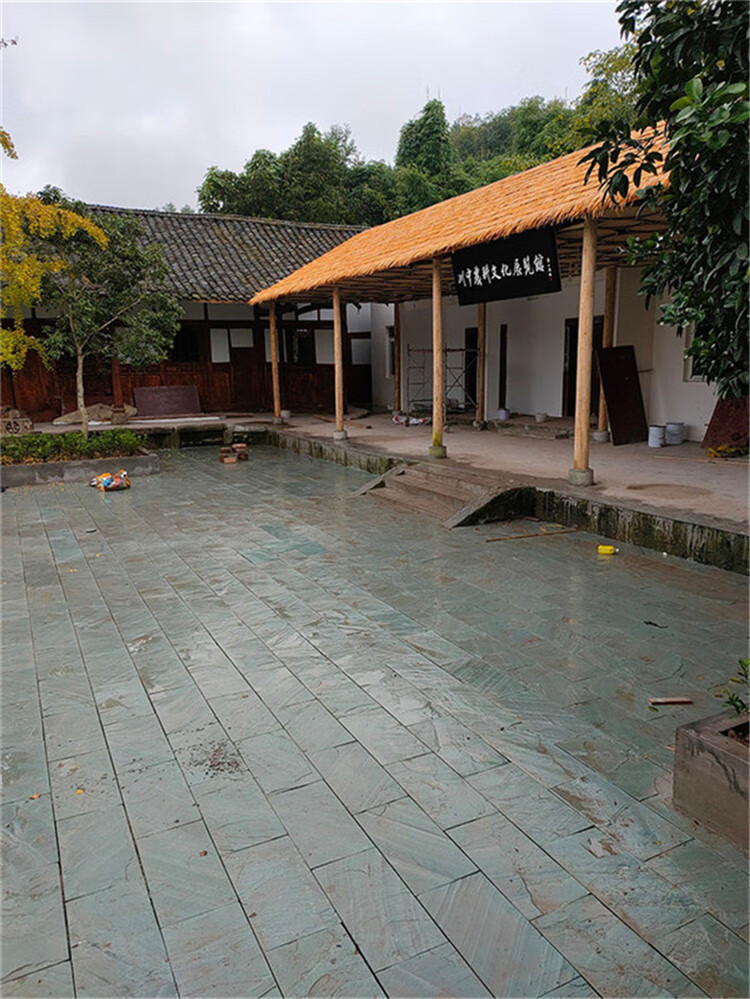 青石板庭院石材天然青石板绿色平板文化石墙砖室外庭院地砖铺院外地砖