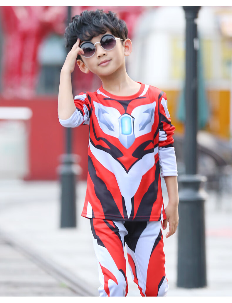 迪迦欧布奥特曼紧身速干运动套装表演服春秋款儿童角色扮演服装童装