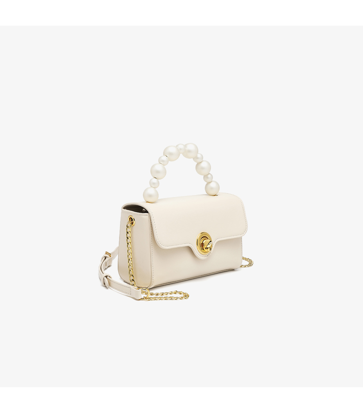 七夕&vovf 轻奢品牌牛油果绿盒子包女2022新款通勤珍珠手提包简约小众