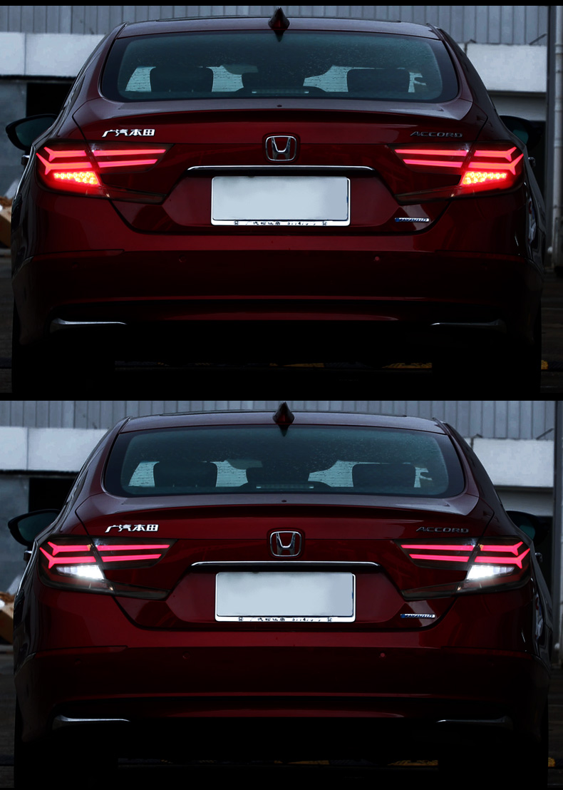 十代雅阁后尾灯 适用于本田led鱼骨尾灯改装 星空款流水熏黑后尾灯