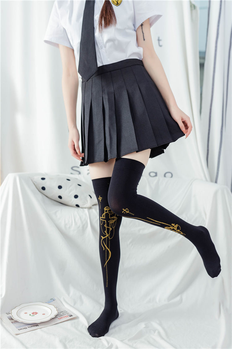 好品质女士长袜美腿袜日系过膝袜娘二次元长筒袜汉服学院风印花萝莉袜
