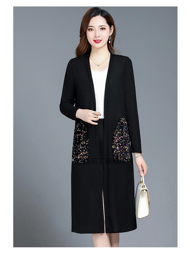 女式春秋旗袍外搭中长款开衫针织披肩外套女风衣外披薄款衣服红色xl90