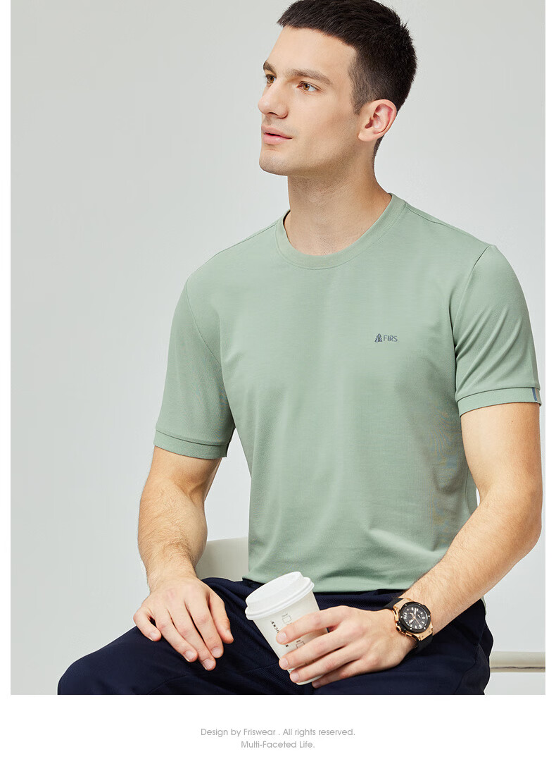 桑蚕丝杉杉短袖t恤男2022夏季新款圆领休闲亲肤透气短袖t恤上衣男装