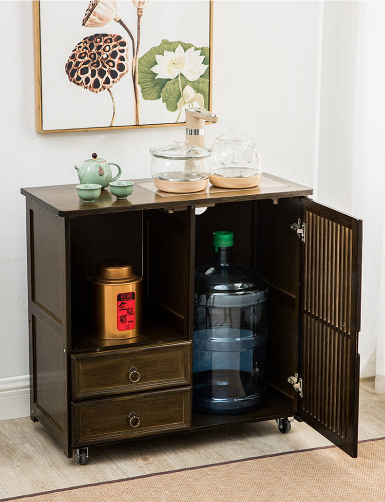 佳倩移动茶水柜可放水桶办公室小茶柜自动烧水泡茶一体装水桶茶叶茶具