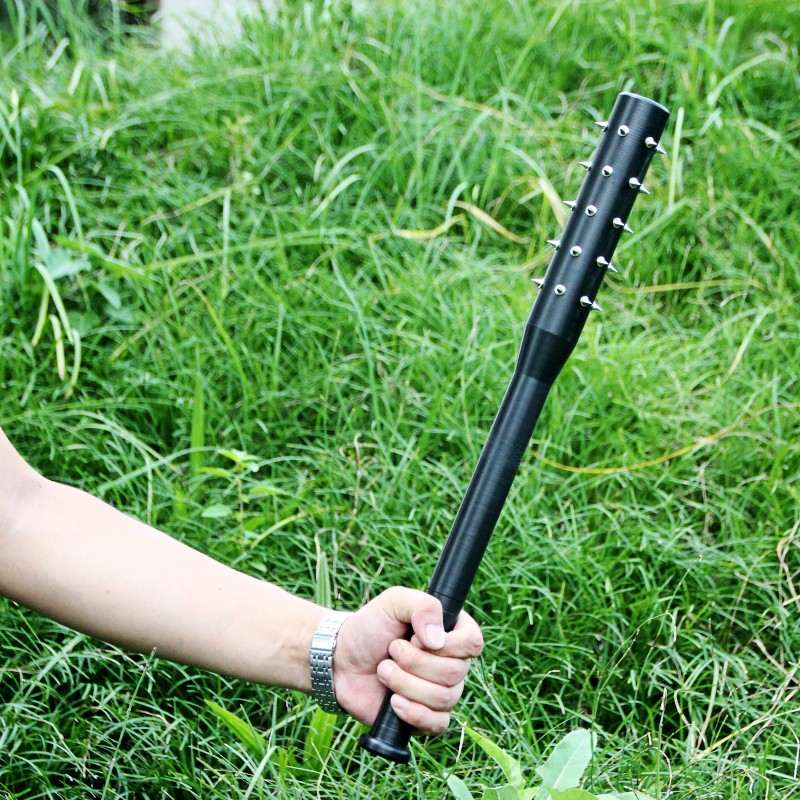 指虎 防身戒指 指虎钥匙扣 加长实心塑钢狼牙棒防身居家带刺棒球棍