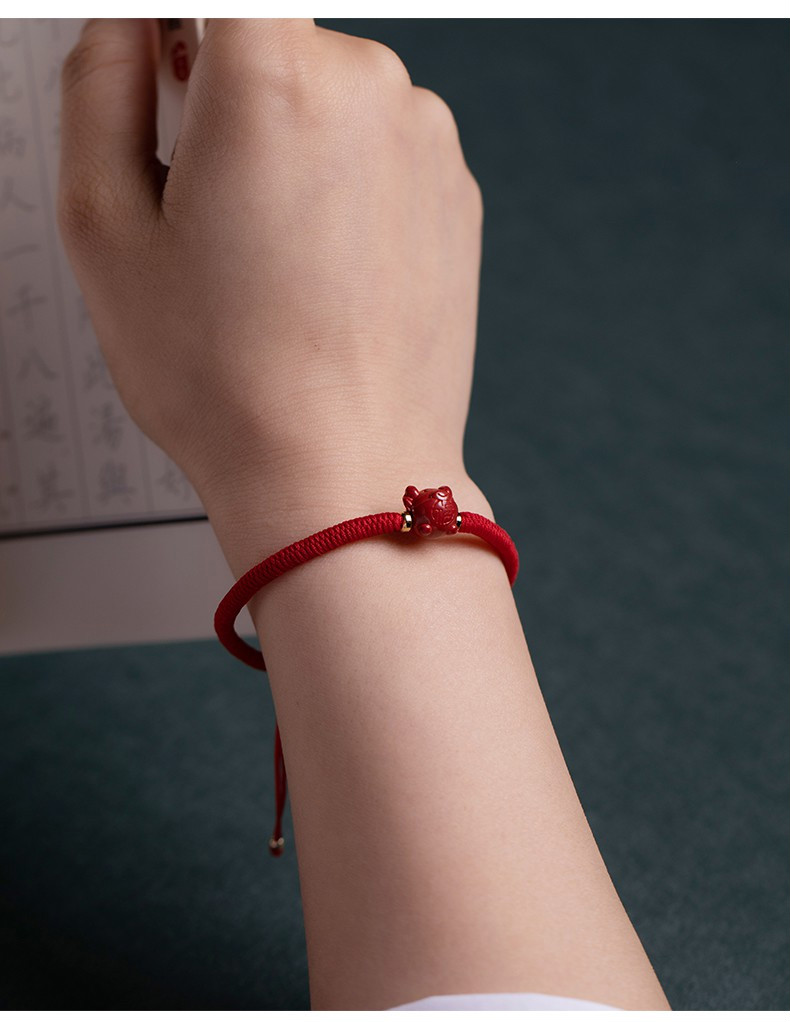 朱砂幸运四叶草红绳编织本命年转运手链 手绳男女 手围参照表【图片