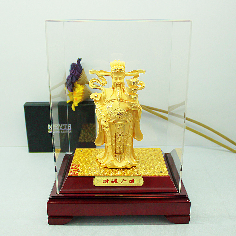 绒沙金财神爷摆件工艺品 文财神开业礼品金融保险定制礼品 大号 大号