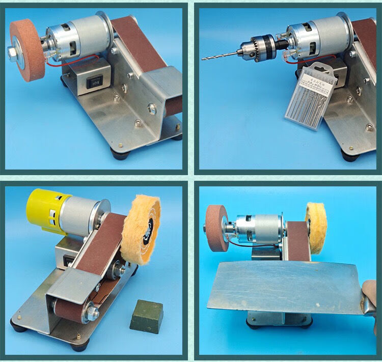 新升级迷你砂带机微型15度多功能小型电动diy抛光机木工打磨磨刀15度