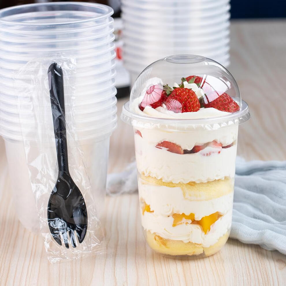 网红波波杯慕斯蛋糕杯透明一次性杯子带盖塑料酸奶甜品布丁水果捞升级