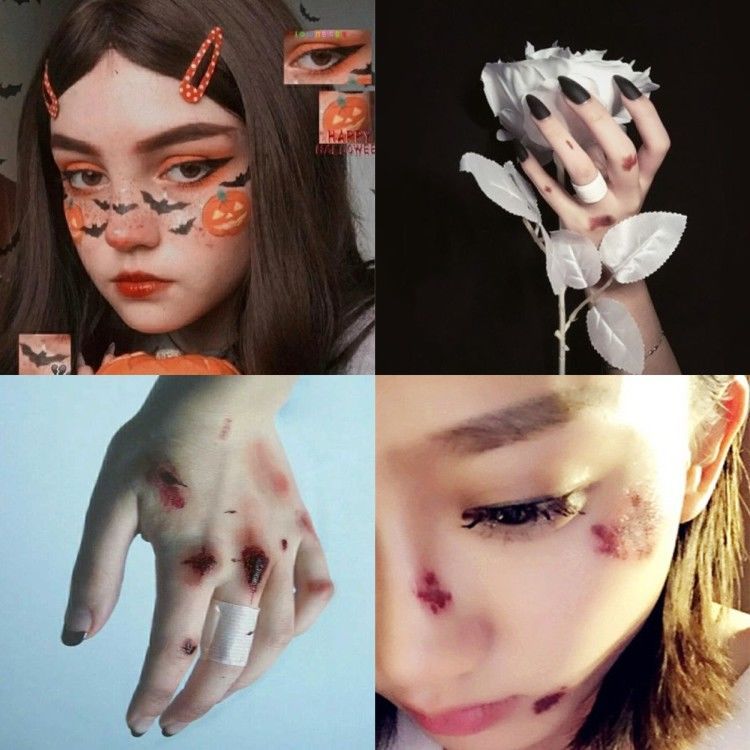 伤疤贴纸纹身贴防水男女万圣节恐怖伤疤缝针仿真恶作剧假受伤口抓痕