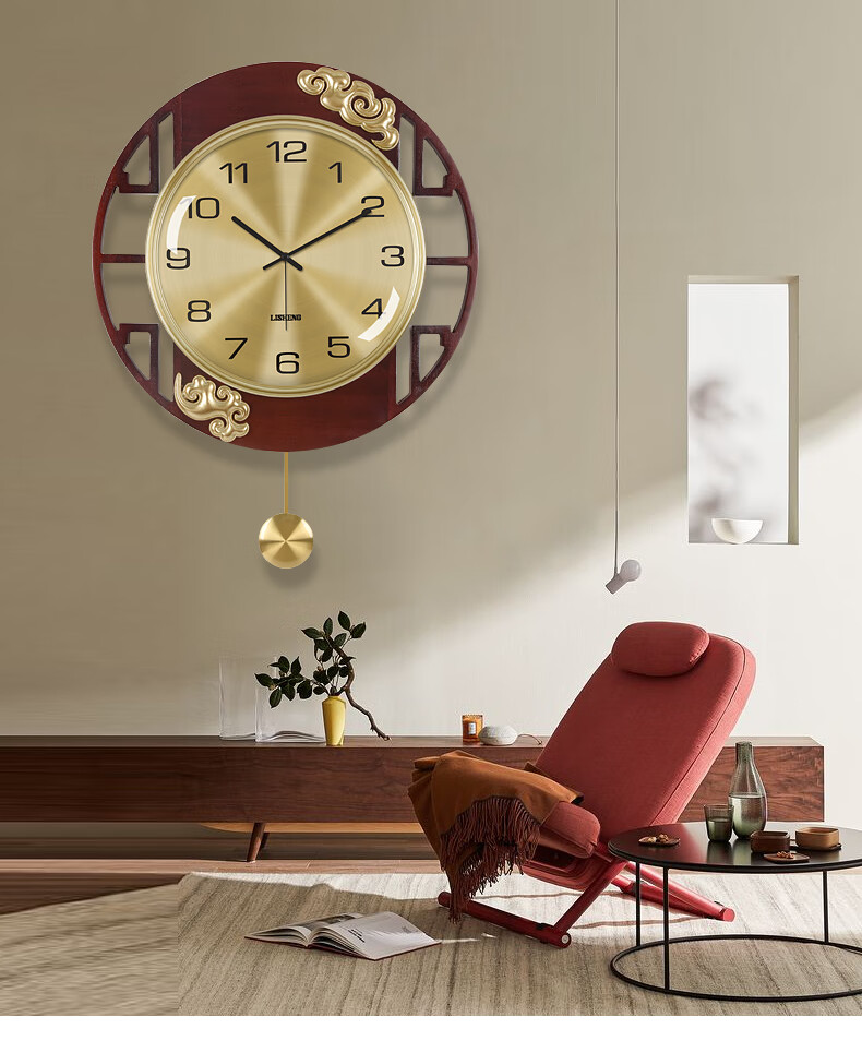 动力类型:电池表盘形状:圆形功能:静音设计风格:新中式类别:挂钟适用