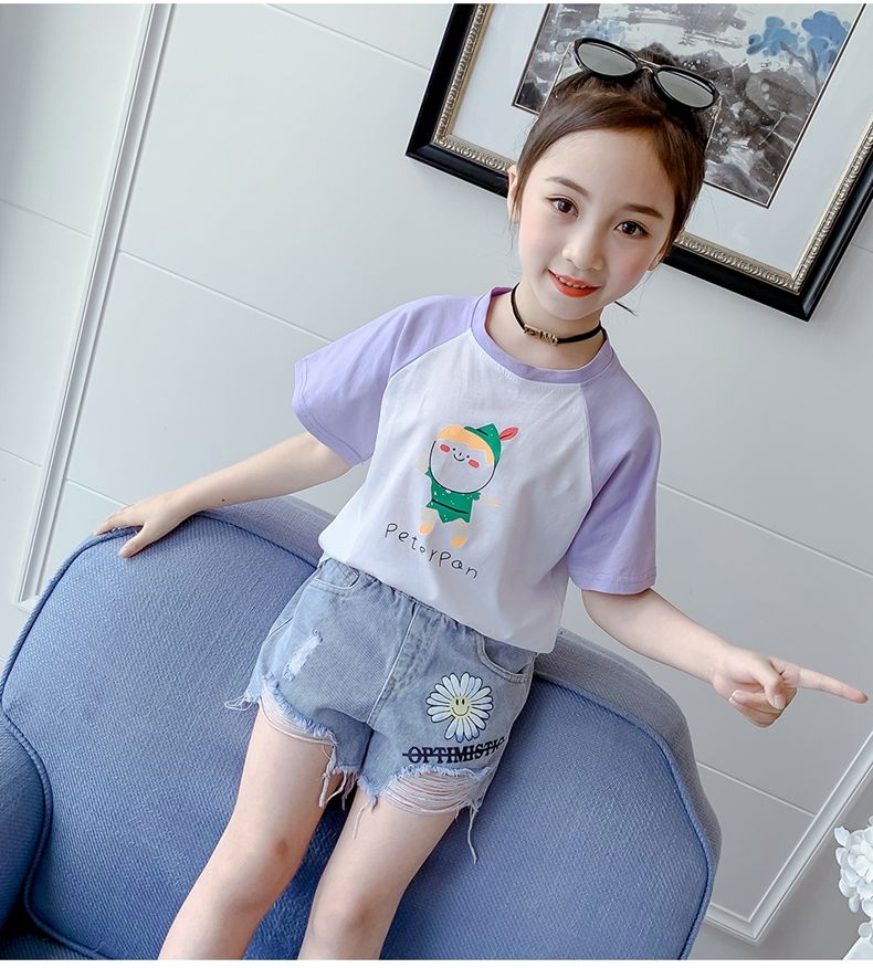 女童夏季短裤外穿适合4-15岁小女孩穿的薄款牛仔三分裤儿童中大童款