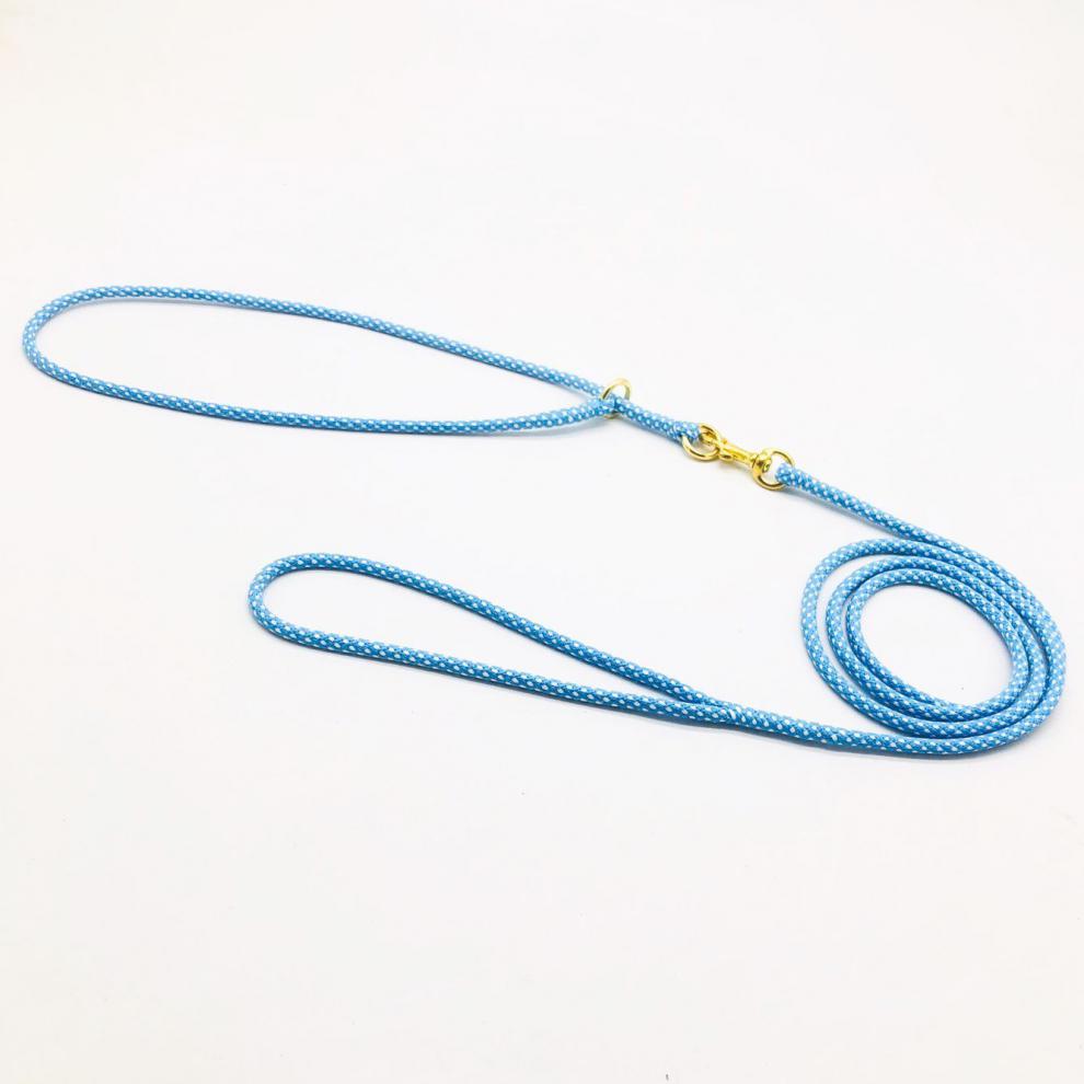 5mm柔软圆形尼龙比赛牵引绳金毛柯基犬法牛遛狗训犬p链套装 蓝白 p绳