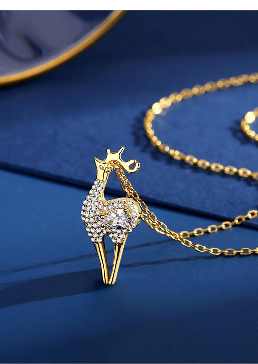 ckag轻奢品牌圣诞节项链女银潮韩版小麋鹿项链锁骨链冷淡风首饰品情人