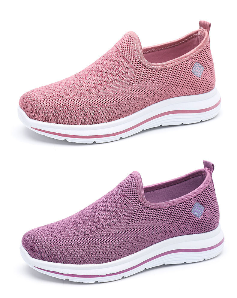 老年人穿的鞋子老妈鞋春秋老北京布鞋女单鞋软底妈妈鞋飞织透气女士