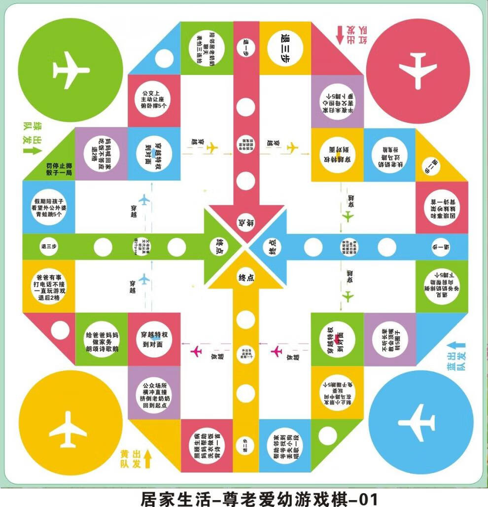 交通安全小游戏闯关儿童益-智飞行棋居家生活习惯尊老爱幼子互动桌面