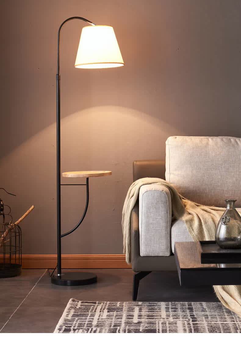 落地灯ins客厅卧室床头灯网红简约沙发伸缩茶几立式台灯黑色灯杆原