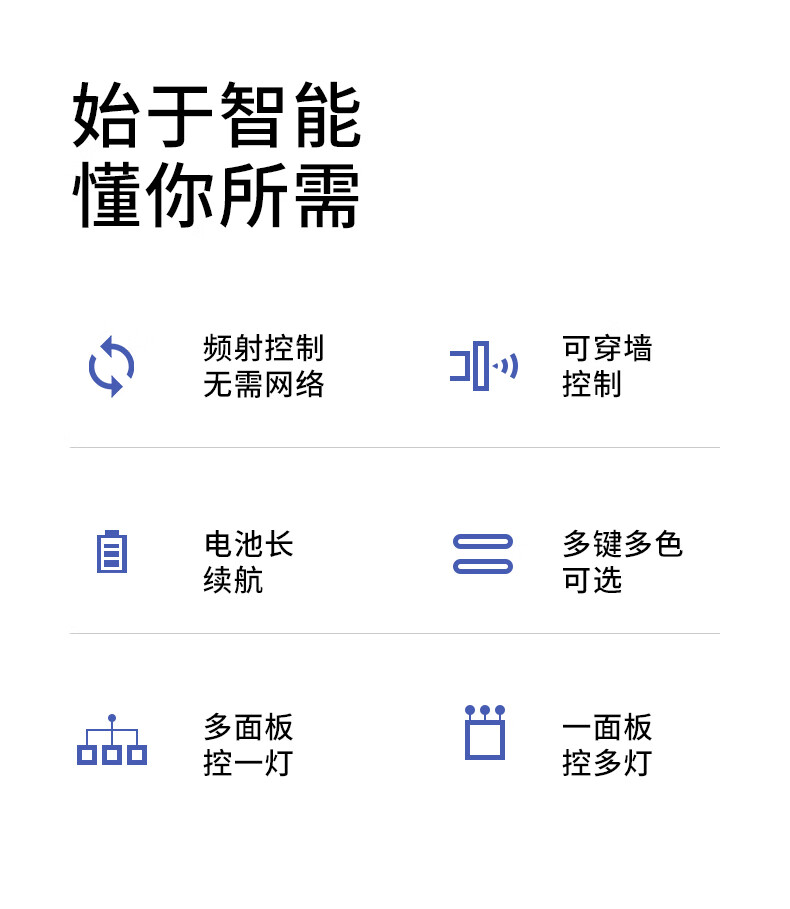 无线灯遥控开关220v免布线开关智能双控开关电灯随意贴远程开关 (白色