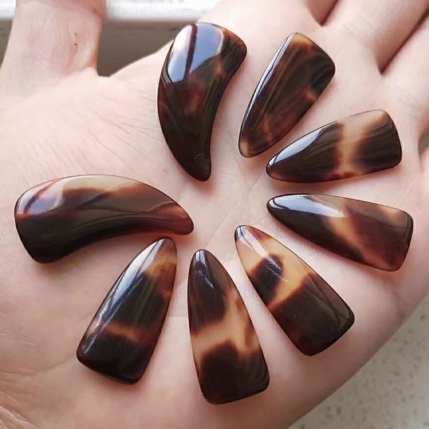 古筝指甲考级演奏级玳瑁色成人儿童双面弧加厚手工打磨双弧27中厚双弧