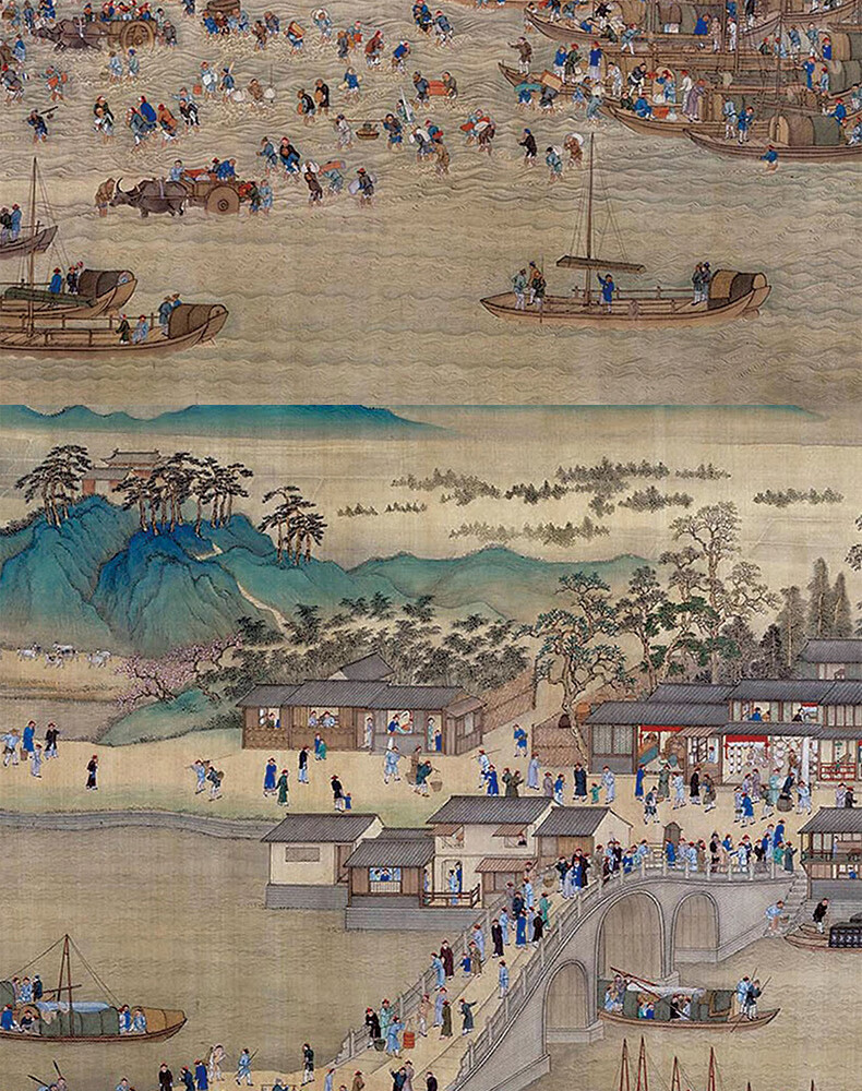 乾隆南巡图国画手卷收藏展出高清微喷客厅装饰画宣纸第九卷康熙杭州至