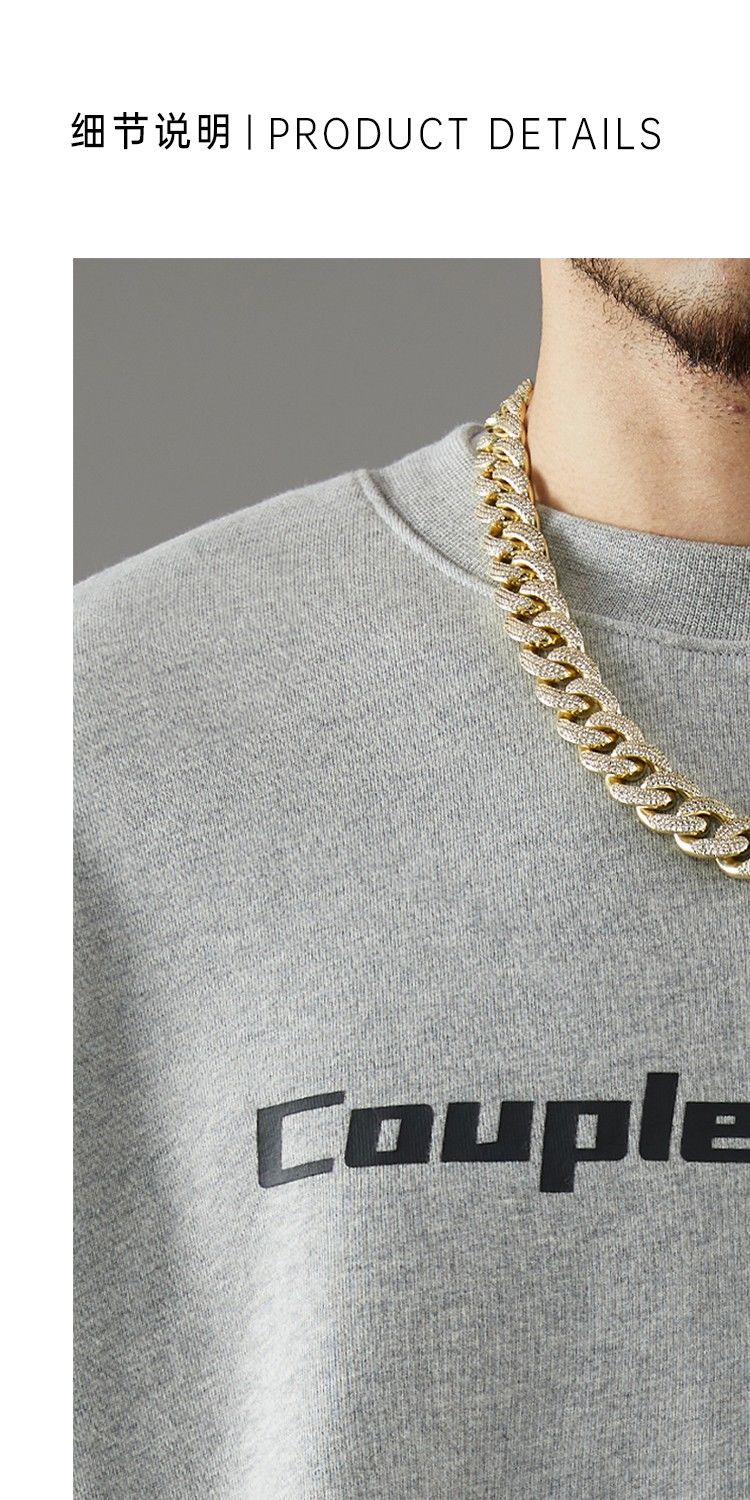couplehunnid谢帝ch新款基础系列圆领印花卫衣休闲情侣装外套花灰色