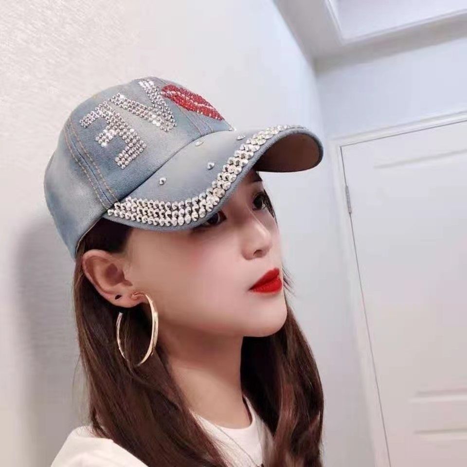 誓哲牛仔帽春夏秋帽子女牛仔帽手工镶钻棒球帽休闲学生百搭鸭舌帽防晒