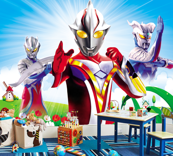 2022新款奥特曼儿童房壁纸 8d卡通儿童房墙纸超人奥特曼壁纸男孩子