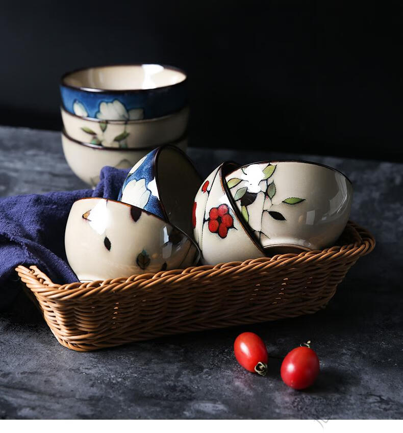 玉泉陶瓷家用中式式创意纯手绘陶瓷米饭碗韩式碗餐具高颜值家用可微波