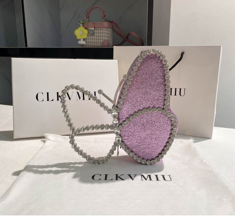 ck 女包英国小众设计蝴蝶镶钻水钻包晚宴包2022新款质感手拿包女小&ck