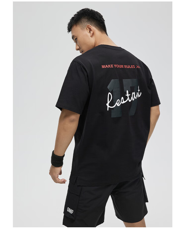 omg潮牌夏季纯棉健身短袖男士休闲圆领印花宽松运动t恤透气吸汗白色xl