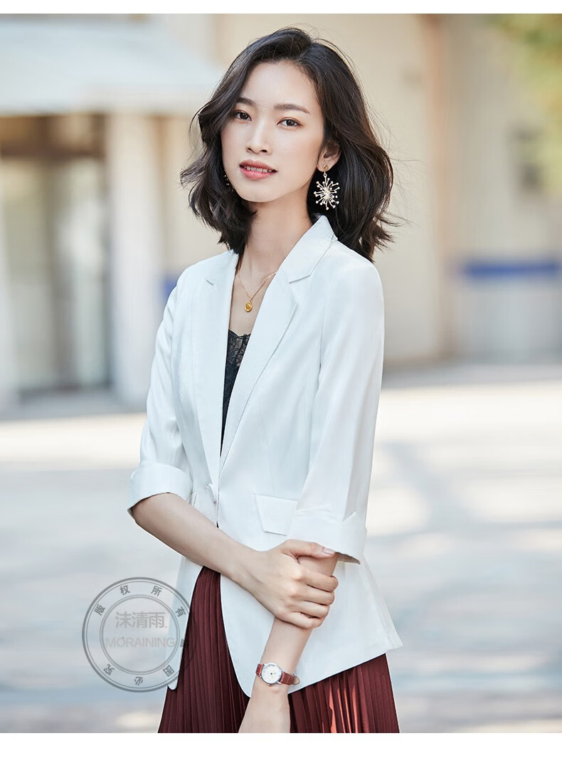 沫清雨中袖小西装女2020夏季薄款时尚名媛休闲外套通勤西服女8823