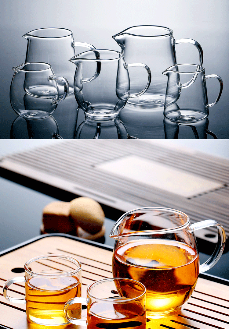 宏科华功夫茶具配件零配玻璃公道杯加厚耐热玻璃茶海分茶器茶滤茶漏绿