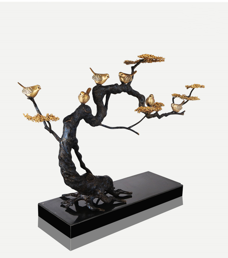 弗朗德铜松树玄关客厅酒店全铜雕塑工艺品摆件艺术纯铜发财树乔迁祝寿