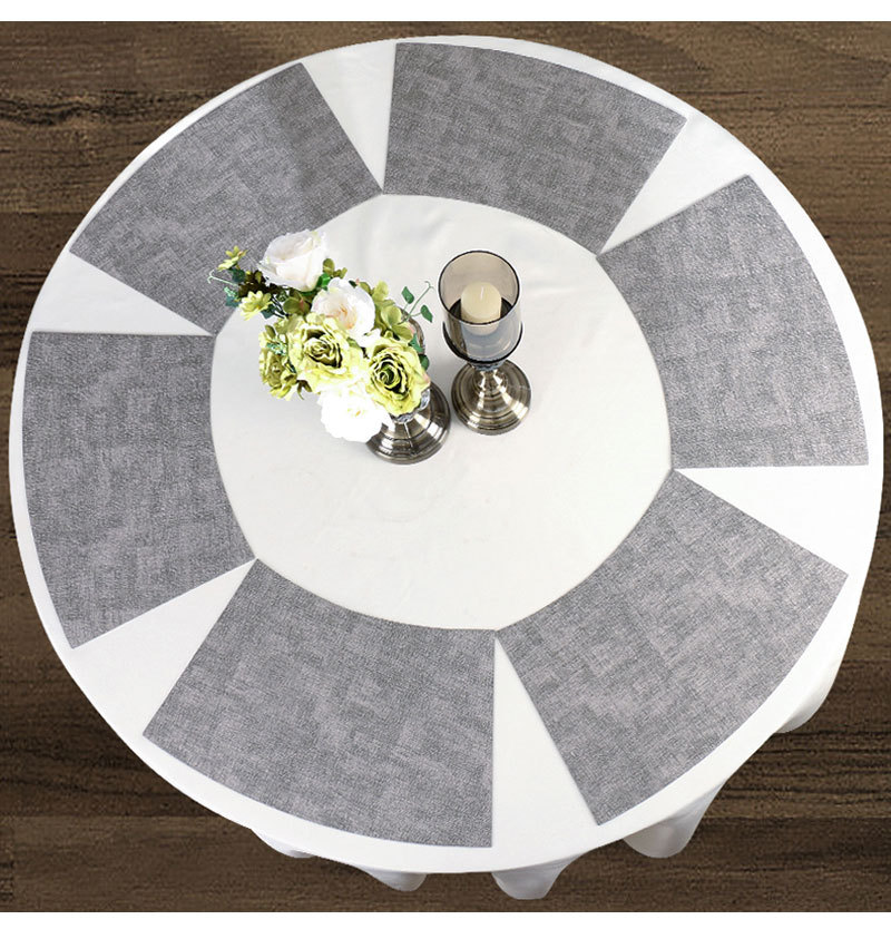 酒店圆桌皮革餐垫欧式扇形西餐垫防水防油隔热西餐餐具垫扇形灰蓝色