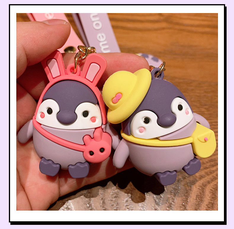情人节礼物钥匙扣企鹅情侣钥匙扣卡通汽车创意钥匙链圈包包挂饰挂件小