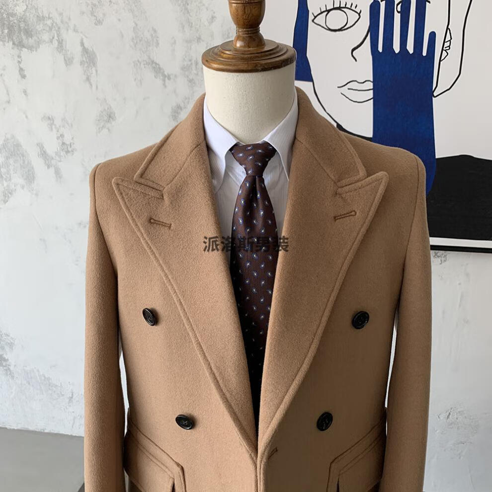 男生风衣中长款冬季保暖修身款thekiller马球大衣双排扣修身羊绒羊毛