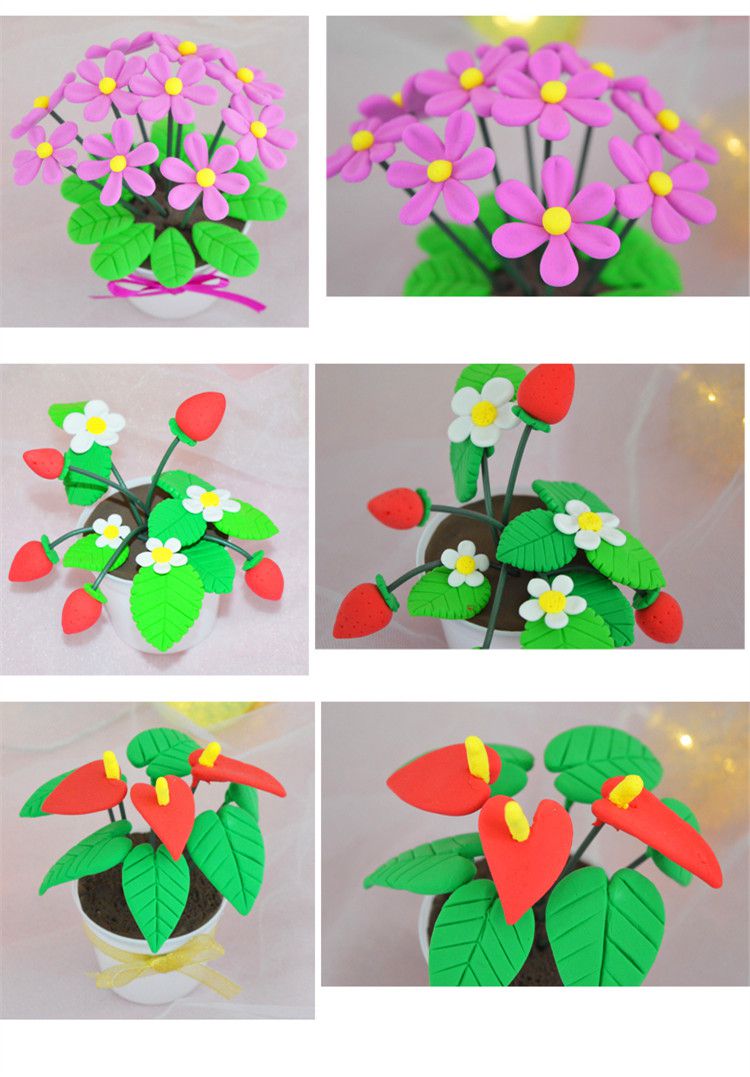 套装超轻粘土黏土橡皮泥玩具儿童手工盆栽制作材料包 多肉【图片 价格