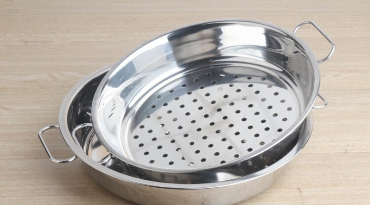 做凉皮的蒸锅不锈钢家用平底不粘盘子工具盆罗罗做面皮的锅30cm带耳朵