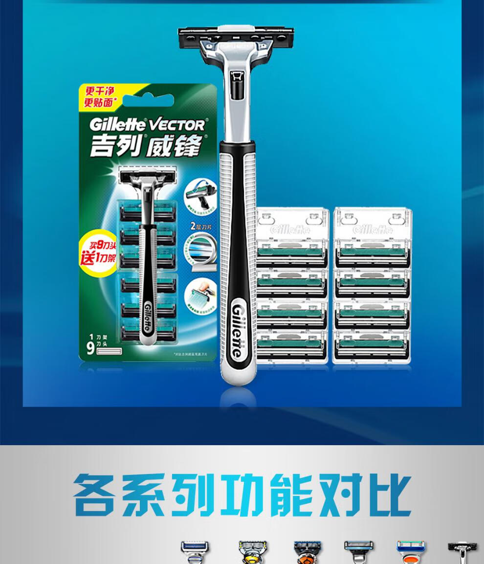 吉列gillette威锋双层刀片男士剃须刀吉利手动刮胡刀刀头胡须刀替换刀