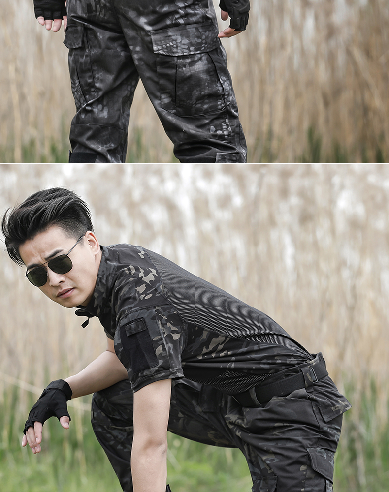 教官战术蛙服夏季美式蛙服g4迷彩服男套装薄款长袖暗夜战术蛙服军训