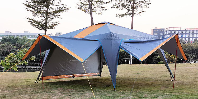 户外自立抗风雨大天幕凉棚遮阳棚野营烧烤涂银蚊庭院