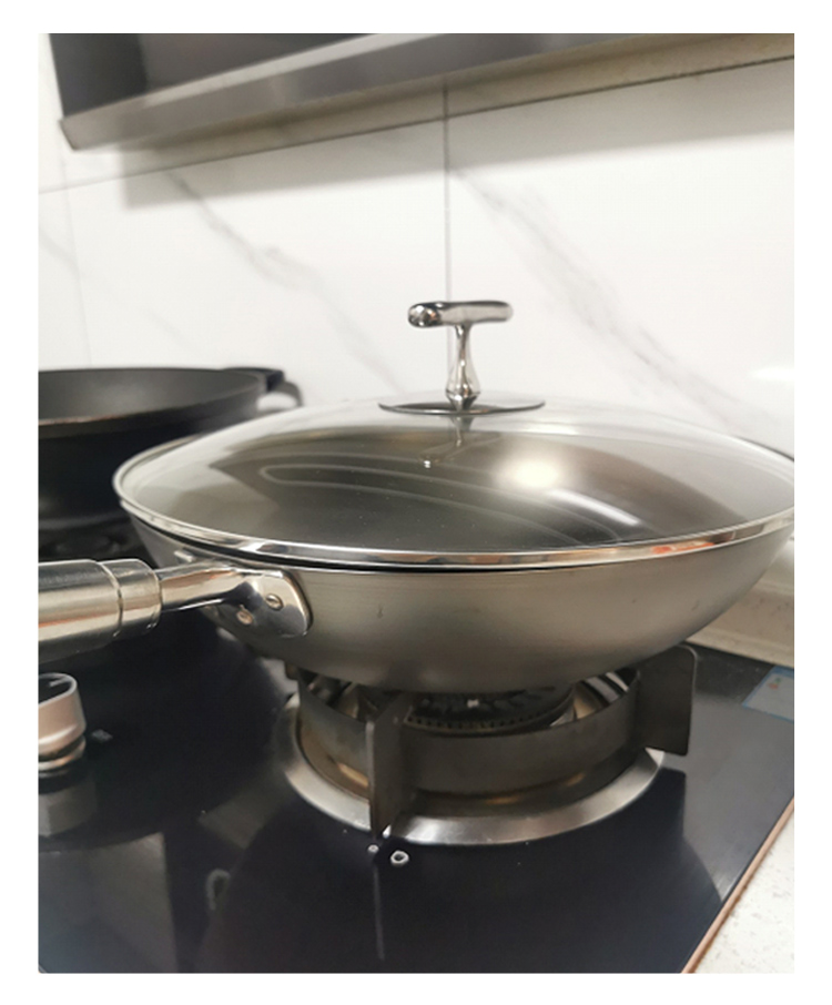 卢记厨具纯钛炒锅不粘锅炒菜锅家用无涂层轻便全钛锅燃煤气灶专用20mm