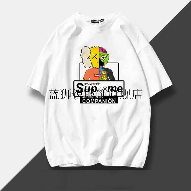 潮牌supreme联名同款芝麻街联名t恤男宽松ins潮牌情侣短袖夏季百搭