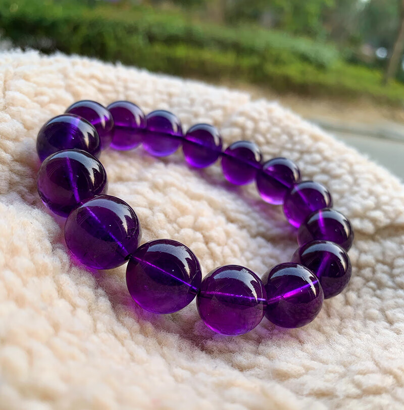 浓郁神秘紫紫气东来乌拉圭紫水晶手链精品高货双色16mm