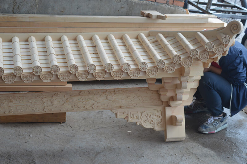 旗舰自营实木屋檐牌匾定制仿古实木屋檐门头中式木雕房檐装饰假门头楼