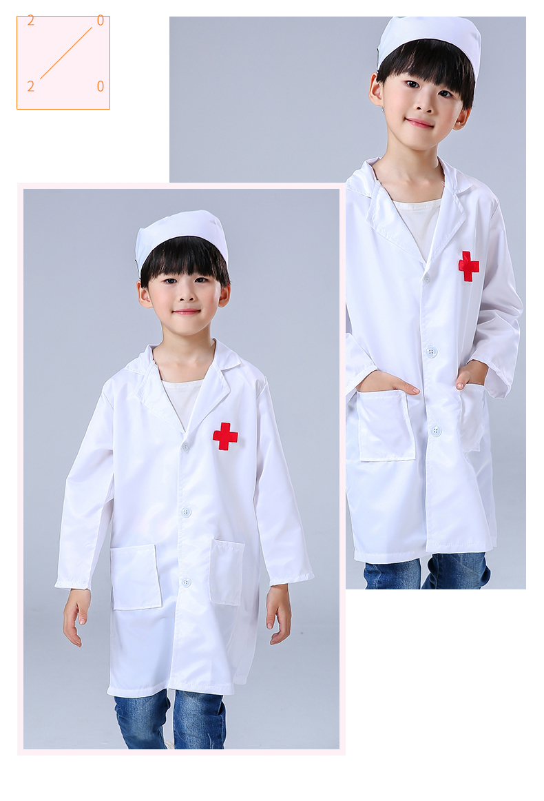 儿童医生服装小孩工作服女孩过家家白大褂宝宝表演出服装套装玩具110
