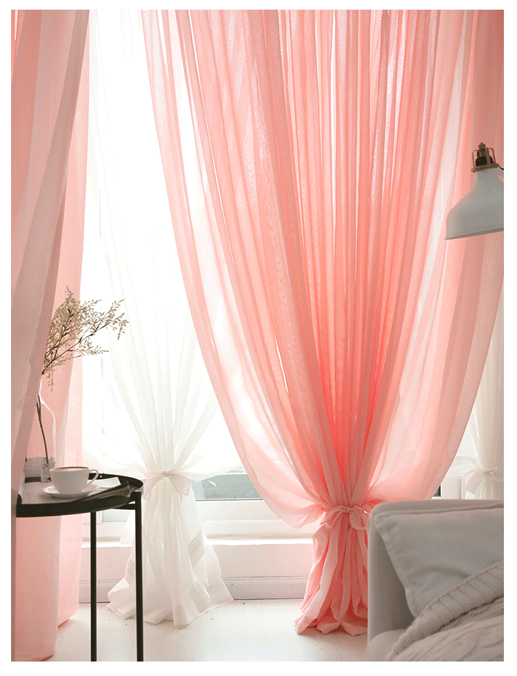 名称:定制纯色亚麻纱帘成品美式田园卧室客厅飘窗落地窗帘遮光隔断