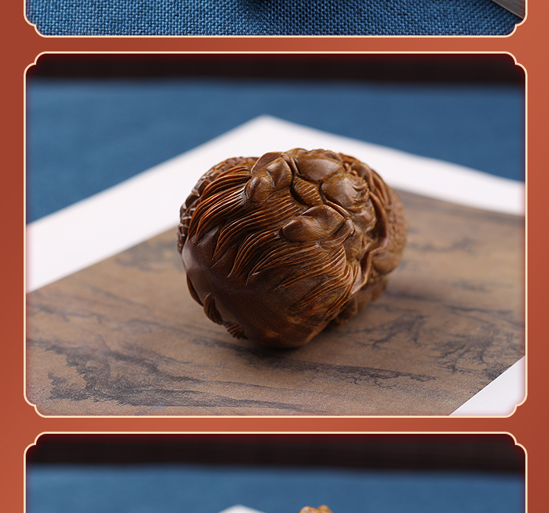 古珍 将木生绿檀木质生肖龙盘龙手把件木雕男士随身