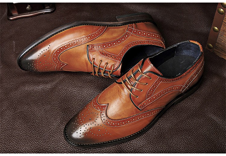 37成人35特小码巴洛克男鞋子超小号36瘦脚小脚布洛克皮鞋品质定制款
