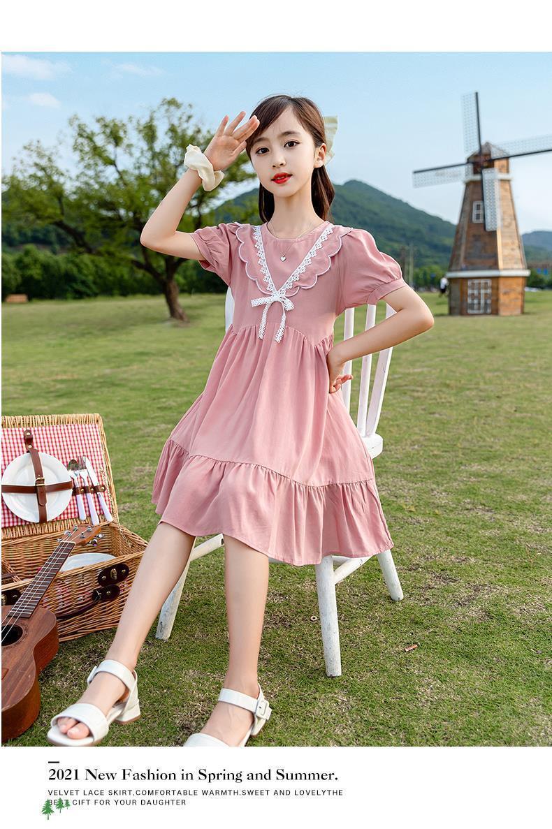 夏季新款中大童洋气棉布裙儿童夏装适合3-16岁小女孩夏天穿的公主裙